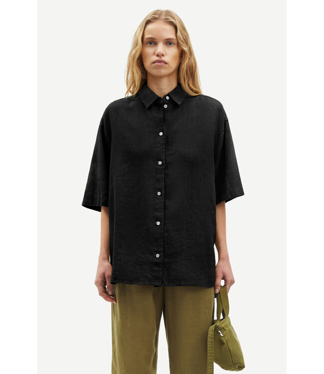 Samsøe Samsøe Salarika ss shirt black linnen