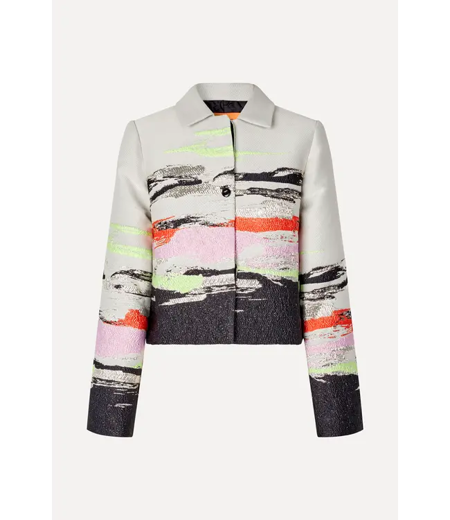 Stine Goya Kiana Jacket Woven Jacquard abstract strokes