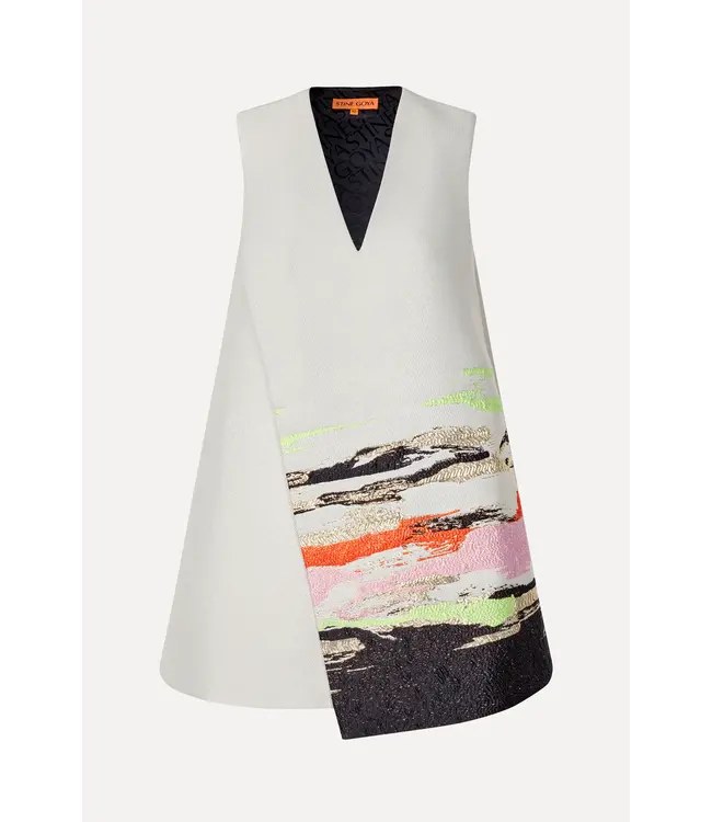 Stine Goya Tamar dress Woven Jacquard abstract strokes