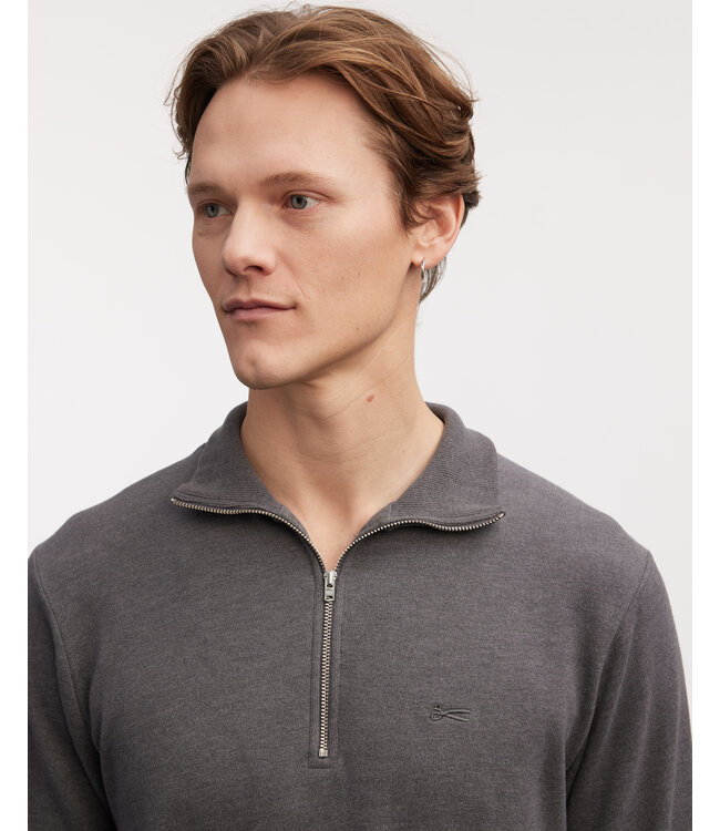 Denham Roger half zip Magnet Grey