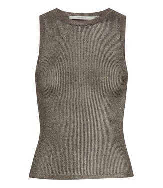 Gestuz Silvi top rib warm grey metallic