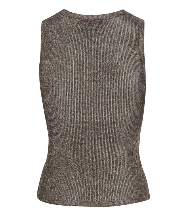 Gestuz Silvi top rib warm grey metallic