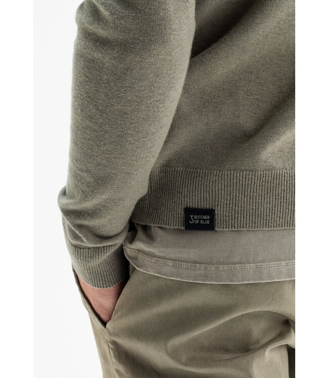 Butcher of Blue Clifden half zip Granite Green