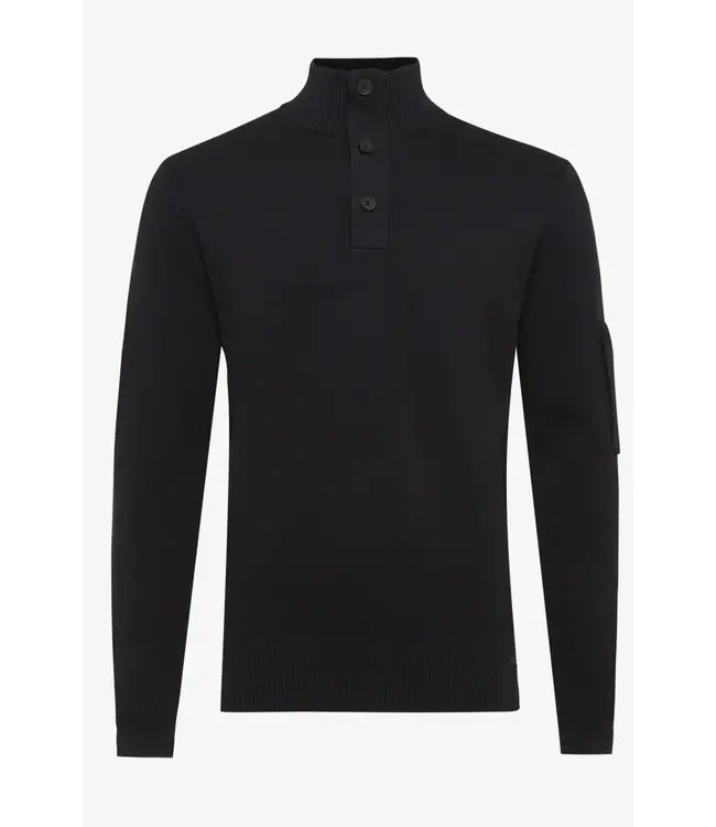 Genti Cool Dry Turtle Knit 3 buttons 020 Black