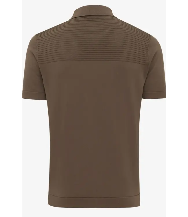 Genti Polo SS Rib back brown 042