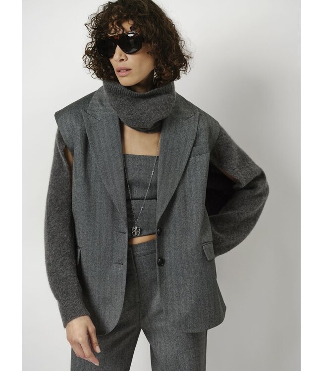 Dante 6 Avenue Herringbone Waistcoat Graphite