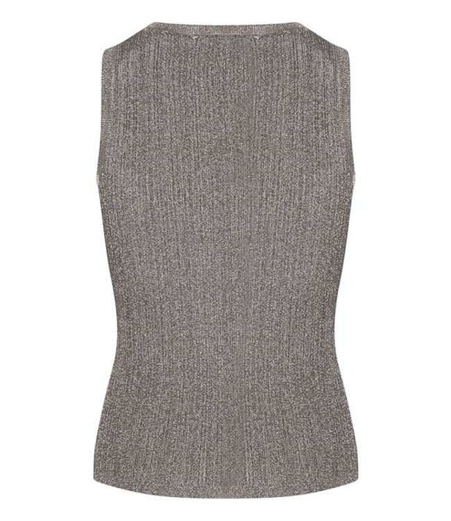 Gestuz Silvi top rib warm grey metallic