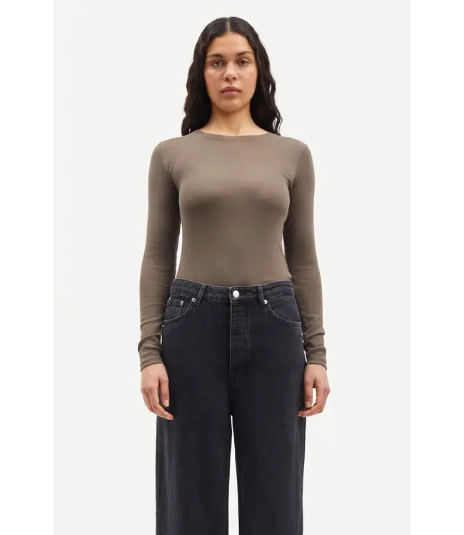 Samsøe Samsøe Alexa basic longsleeve  crododile