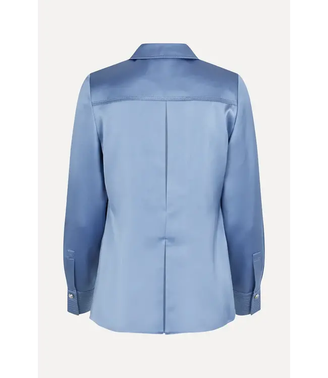 Stine Goya Collared Fitted Shirt Satin Blue