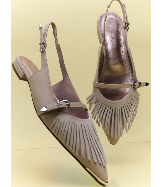 Dante 6 Cinque Fringe Slingbacks Ginger Beige