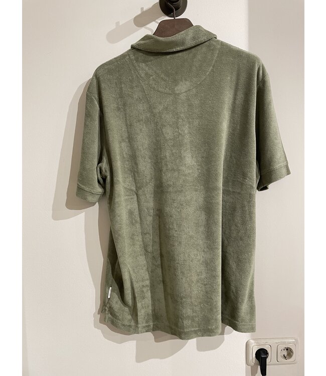 Closed Short Sleeve Polo 111 Towelling Cotton Chino Green