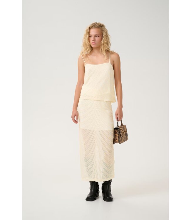 Gestuz Glira Long Skirt Butter Yellow Sequins