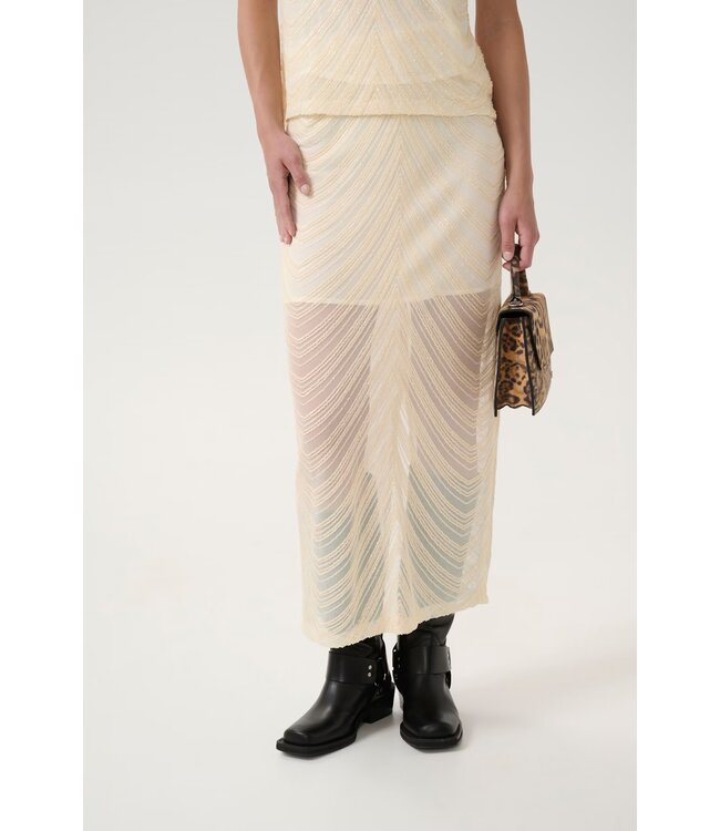 Gestuz Glira Long Skirt Butter Yellow Sequins