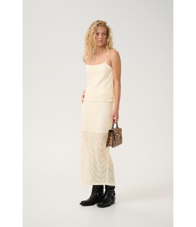 Gestuz Glira Long Skirt Butter Yellow Sequins