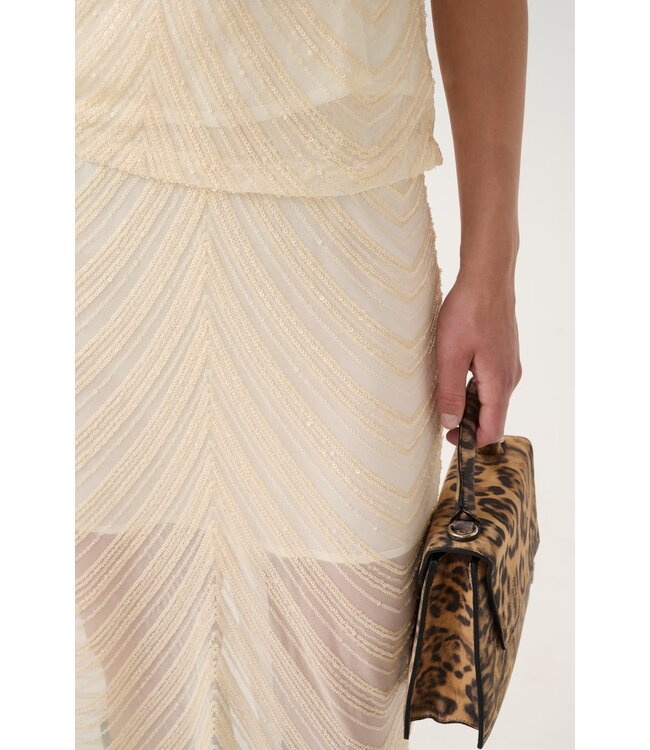 Gestuz Glira Long Skirt Butter Yellow Sequins