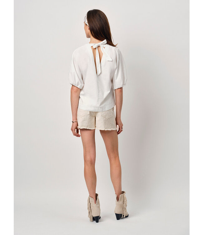 Dante 6 Riann Balloon Sleeve Top White