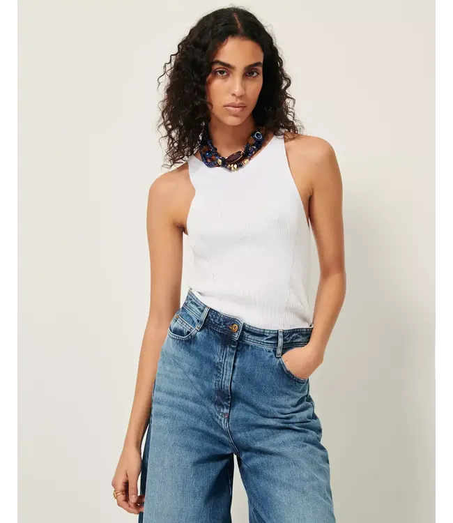 Sessùn Loro Ribbed Knitting Tank Top White