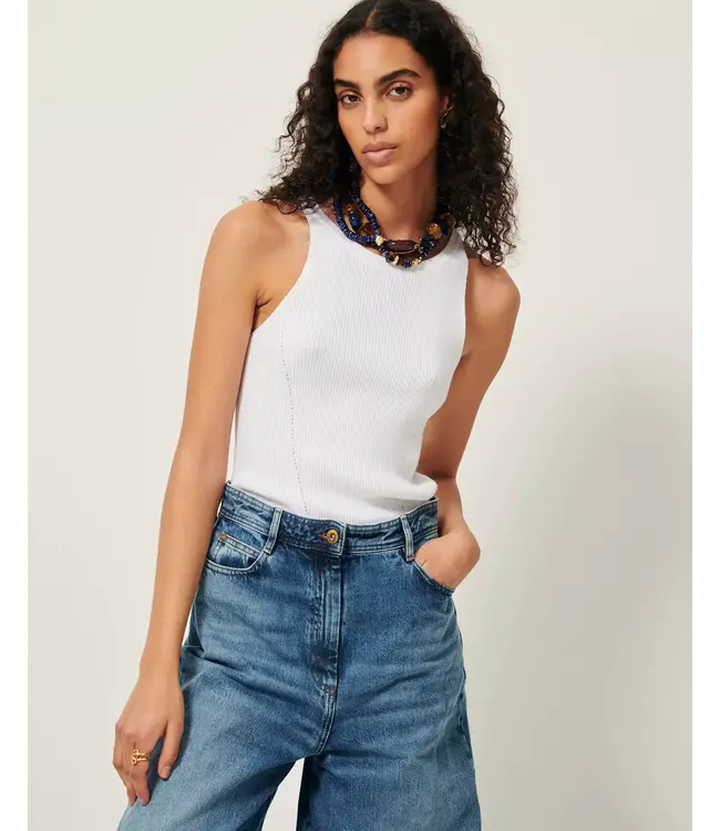 Sessùn Loro Ribbed Knitting Tank Top White