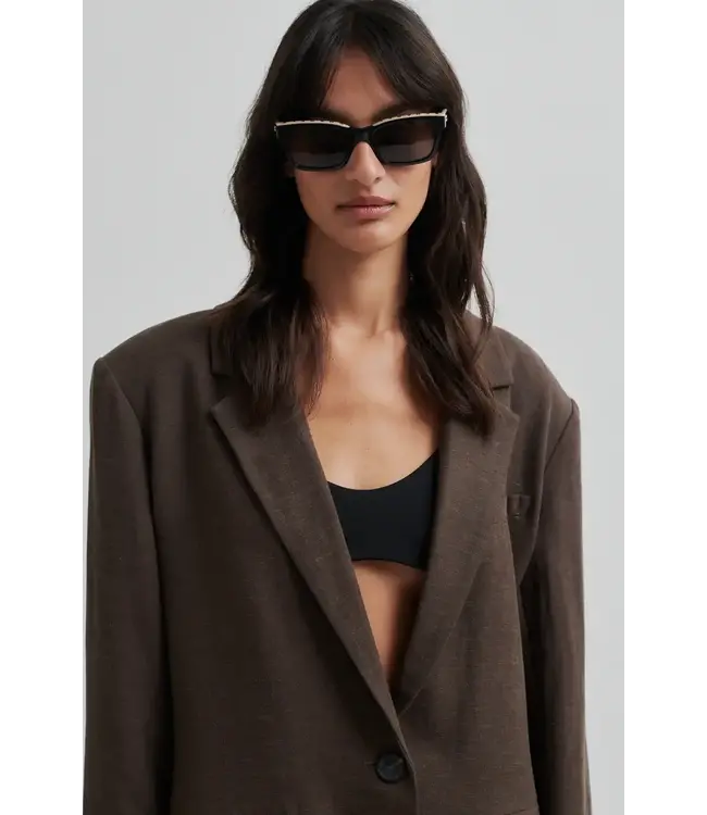 Second Female Lino New Fit Blazer Chocolate Brown