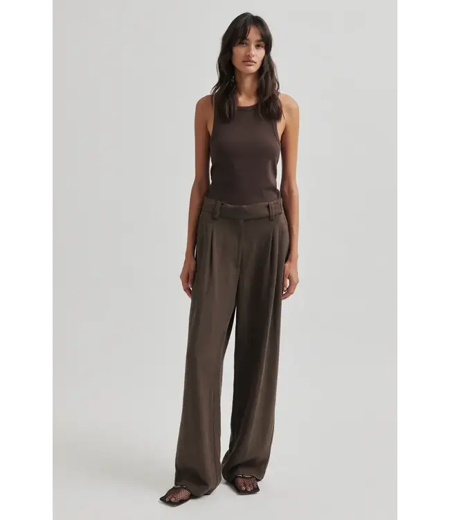 Second Female Lino Trousers Chocolate Brown