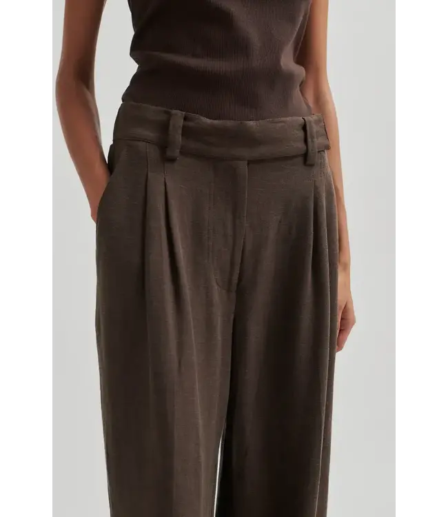 Second Female Lino Trousers Chocolate Brown