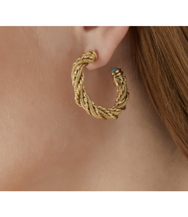 Gas Bijoux Bonnie cabochons hoop earrings turquoise