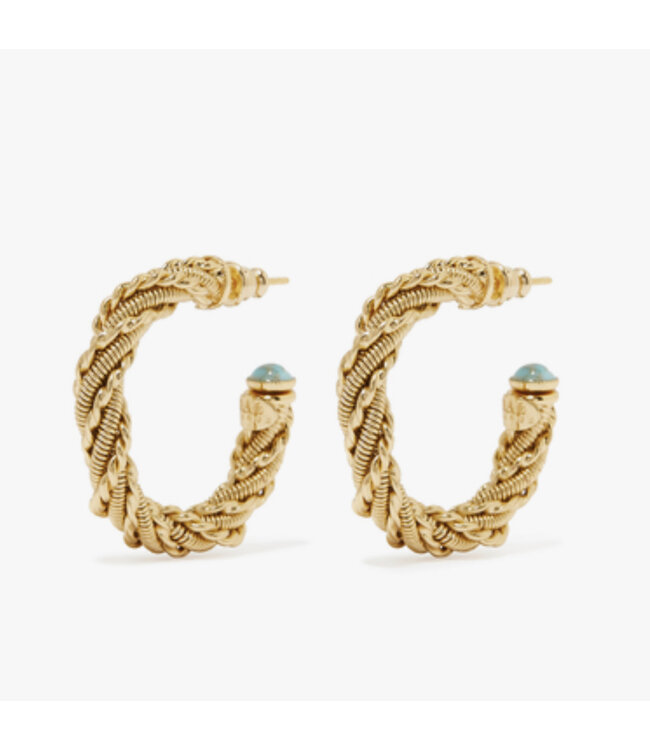 Gas Bijoux Bonnie cabochons hoop earrings turquoise