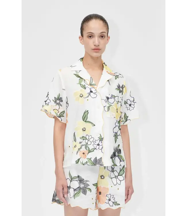 Stine Goya Short Sleeve Shirt Wilde Flower Embroidery