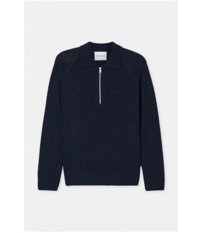 Closed Knitted Polo Jumper Dark Night