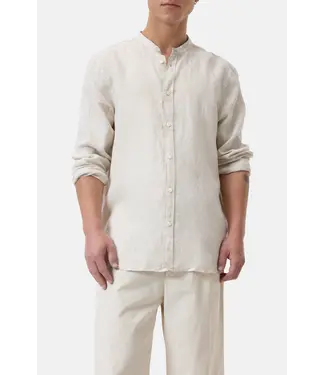 Closed Collarless Shirt Lime Beige