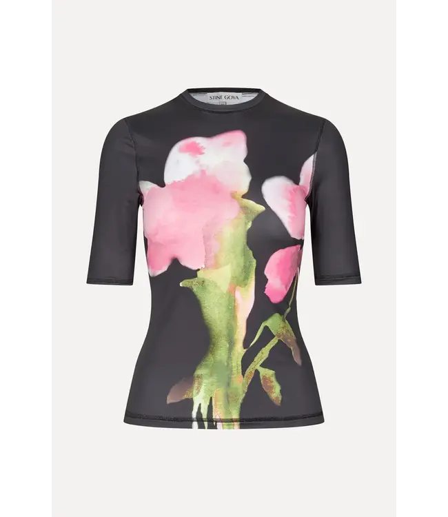 Stine Goya Elastic Short Sleeve T-shirt Melting Flowers