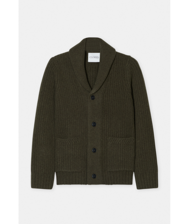 Closed Scarf Collar Cardigan Marsh Green