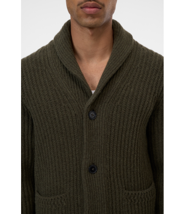 Closed Scarf Collar Cardigan Marsh Green