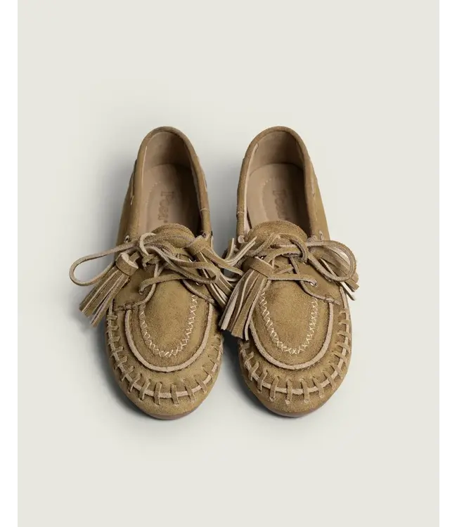 Posa Boat Loafer Fringe Suede Tan