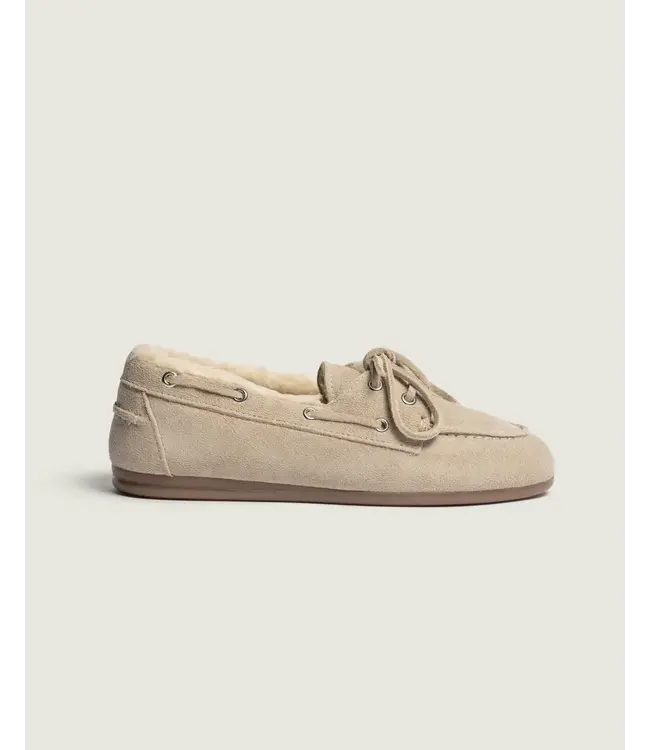 Posa Boat Loafer Brushed Fur Light Taupe