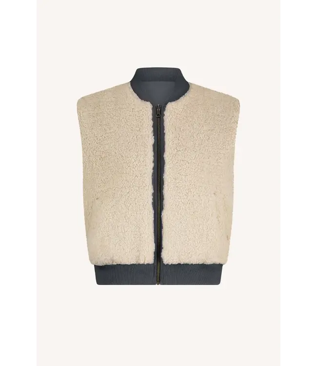 By Bar Aleksi Sleeveless Jacket Charcoal Teddy