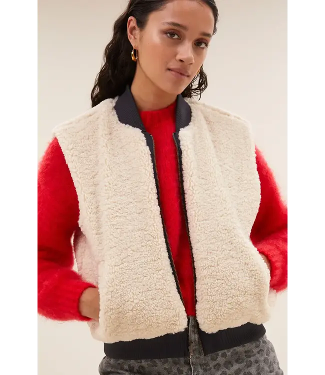 By Bar Aleksi Sleeveless Jacket Charcoal Teddy