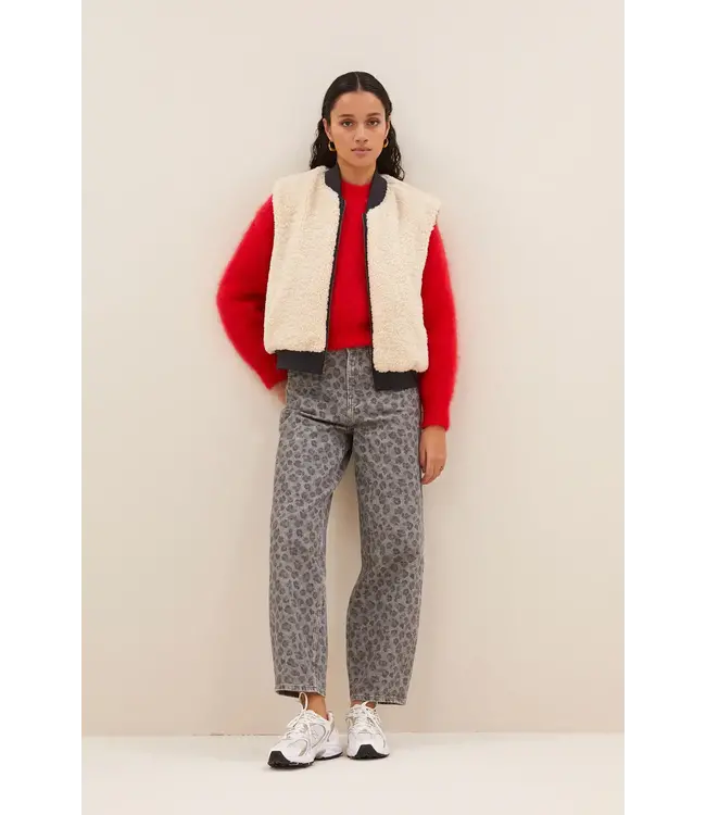 By Bar Aleksi Sleeveless Jacket Charcoal Teddy