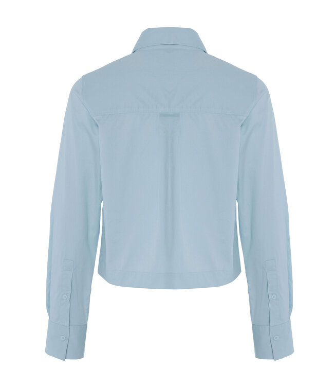 Closed Cropped Classic Blouse Powder Blue