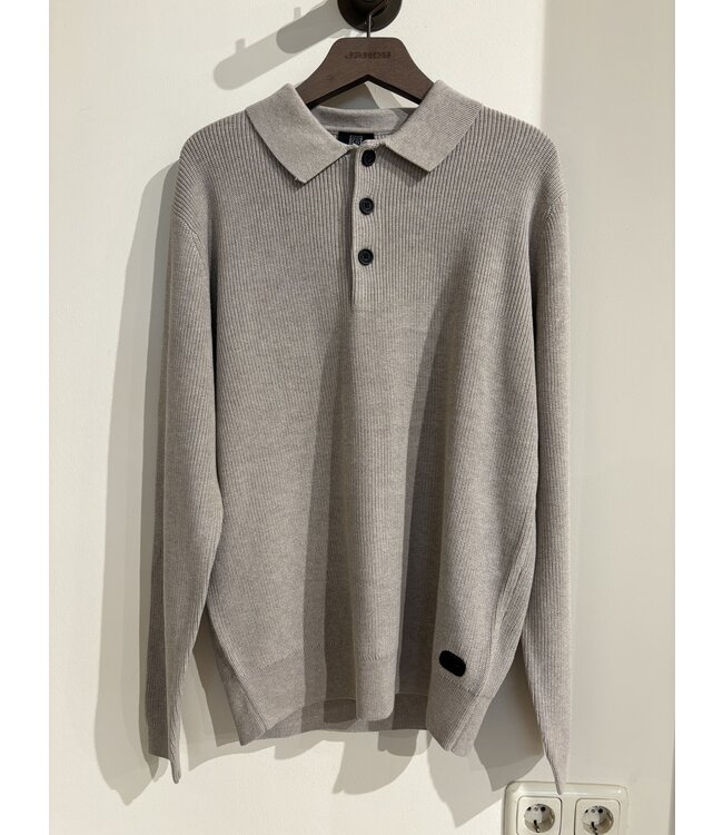 Genti Polo Longsleeve Knit 144 Grey/Brown