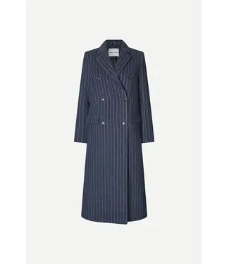 Samsøe Samsøe Safalcon Coat Blue Grey Pinstripe
