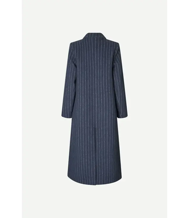 Samsøe Samsøe Safalcon Coat Blue Grey Pinstripe