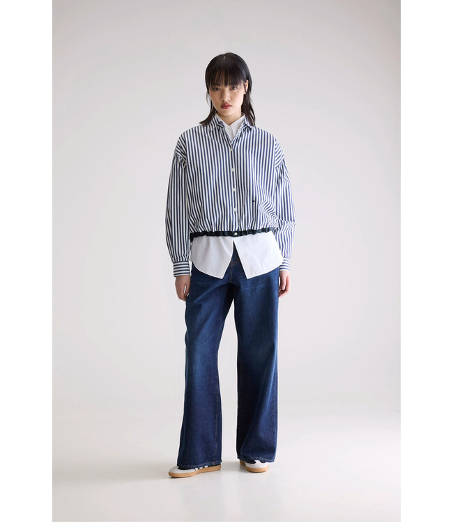 Bellerose glow blouse stripe white navy