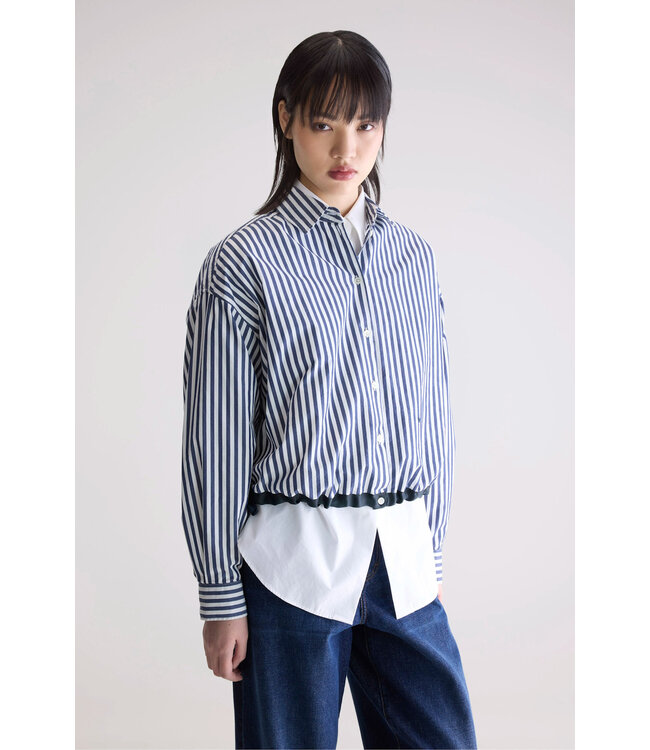 Bellerose glow blouse stripe white navy