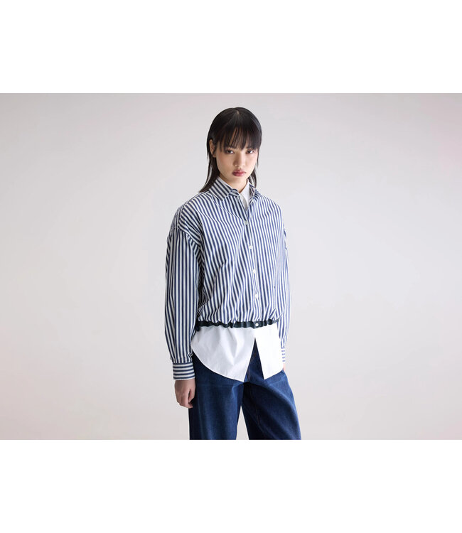 Bellerose glow blouse stripe white navy