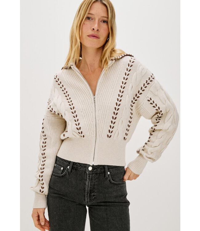 Rails Lune cardigan zip oatmeal brown