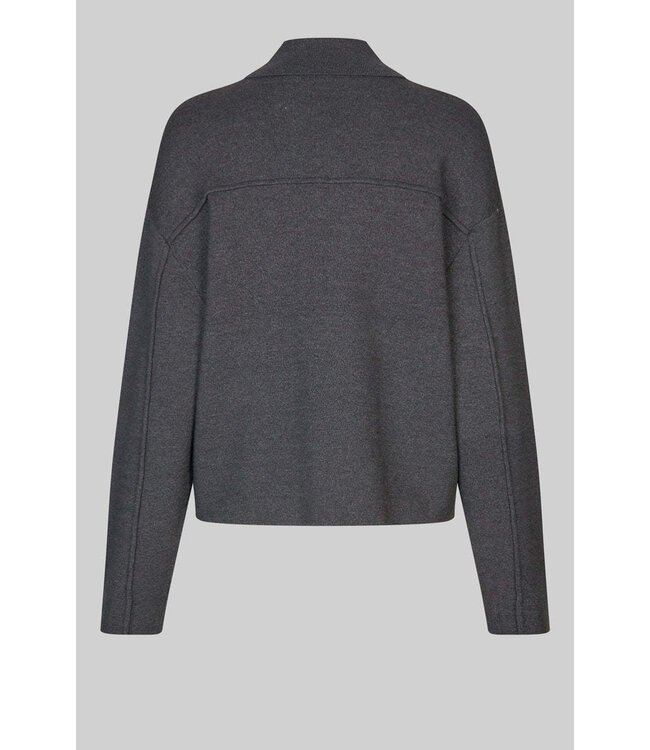 Second Female Siv Knit Cardigan Dark Grey Melange