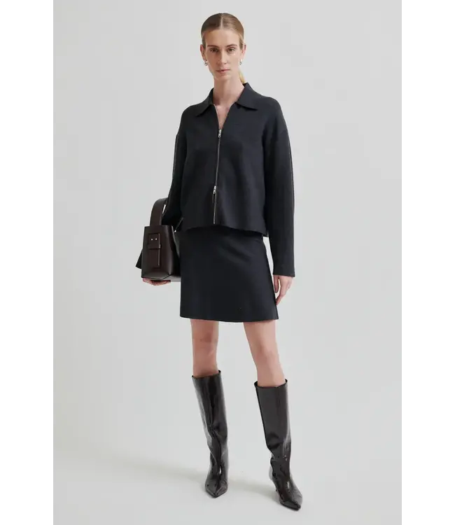 Second Female Siv Knit Cardigan Dark Grey Melange