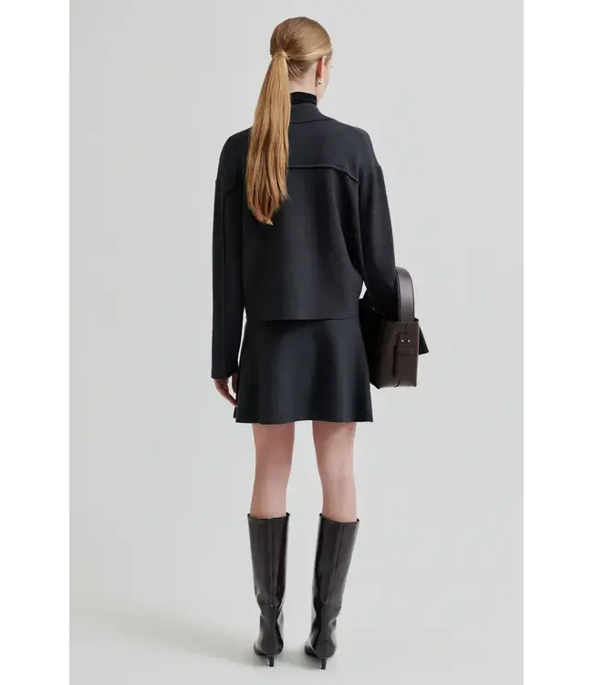 Second Female Siv Knit Cardigan Dark Grey Melange