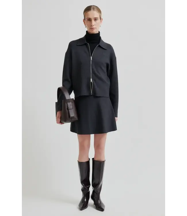 Second Female Siv Knit Skirt Dark Grey Melange